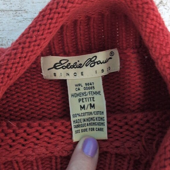 Vintage Eddie Bauer Fair Isle Knit Mockneck Sweater Women Petite Medium - Picture 3 of 6
